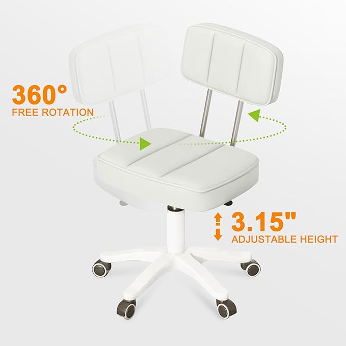 Adjustable Drafting Swivel Chair Home Office Chair Armless, Office Desk Chair Round Rolling Stool with Back