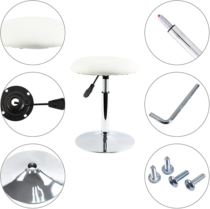 Round Vanity Stool Height Adjustable Shop Stools Swivel Office Stool