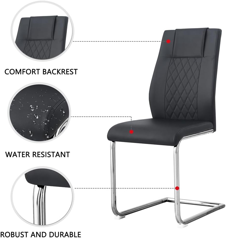 Dining Chairs Set of 4, Upholstered Diamond Grid Pattern Dining Chair