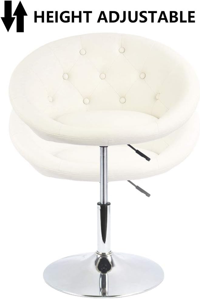 PU Leather Vanity Chair Stool for Makeup Room Round Back Cute Diamond Beauty Make up Chiar