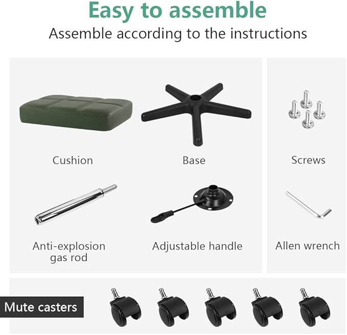 Rectangle Rolling Stool with Wheels Height Adjustable Swivel Stool Chair for Spa Salon Massage Green