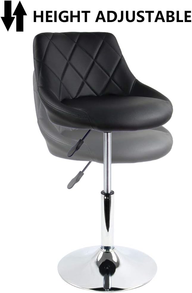 Mid Back Vanity Chair Stool Makeup Stool PU Leather Short Counter Stool Height Adjustable Swivel Stool