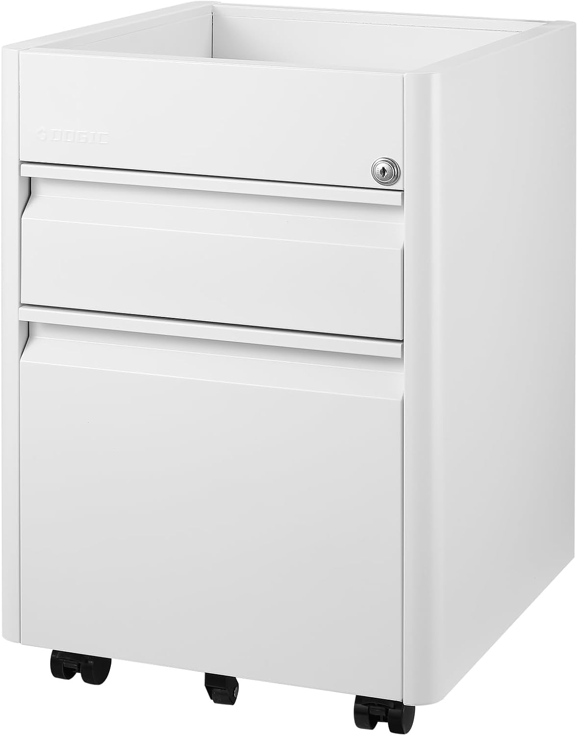 2 Drawer Mobile File Cabinet Top Storage Shelf, Rolling Metal Filing Cabinet for Legal & Letter File Anti-tilt Design with Lock