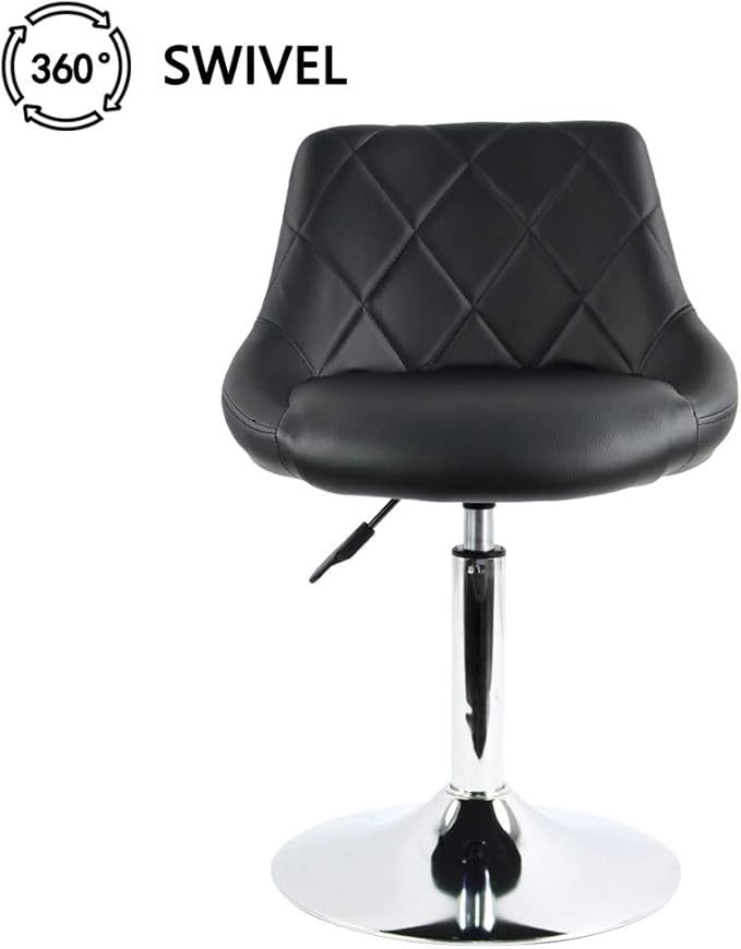 Mid Back Vanity Chair Stool Makeup Stool PU Leather Short Counter Stool Height Adjustable Swivel Stool