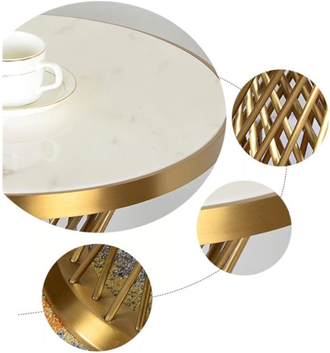 Small Round White Coffee Table Simple and Modern Marble Sofa Table
