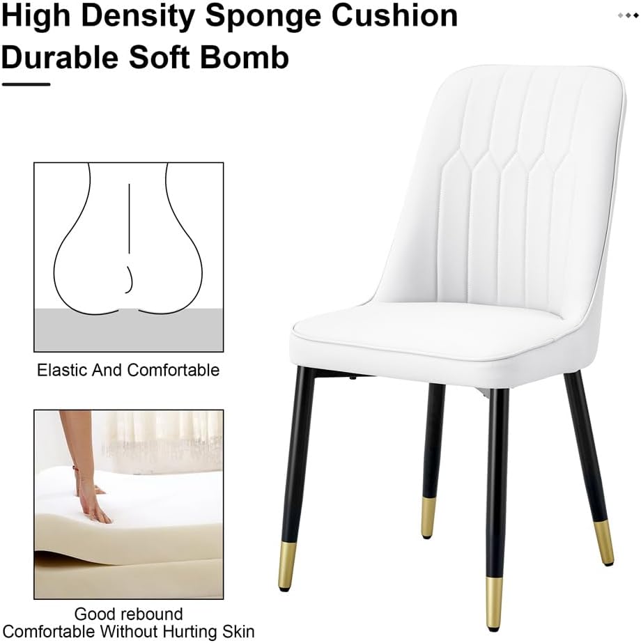 Dining Table Set for 6, 7 Pieces Rectangle Faux Marble Dining Table Set & 6 PU Upholstered Chairs