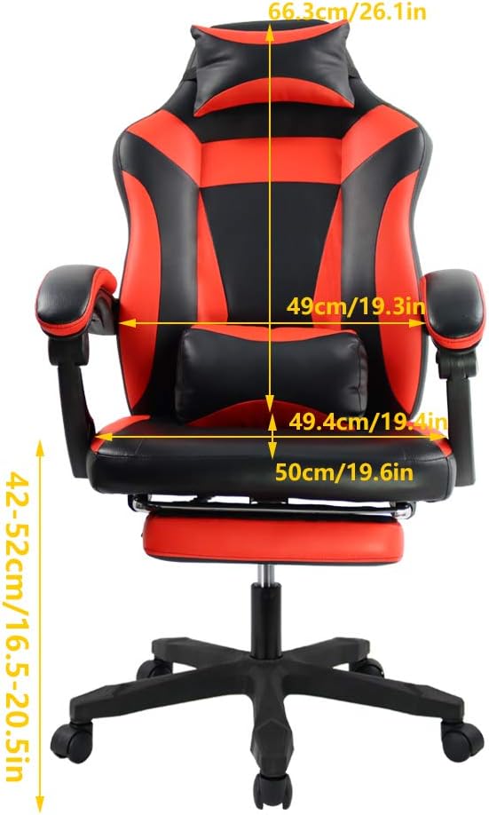 Ergonomic Gaming Chair for E-Sport Racing Computer Swivel Height Adjustable with Armrest