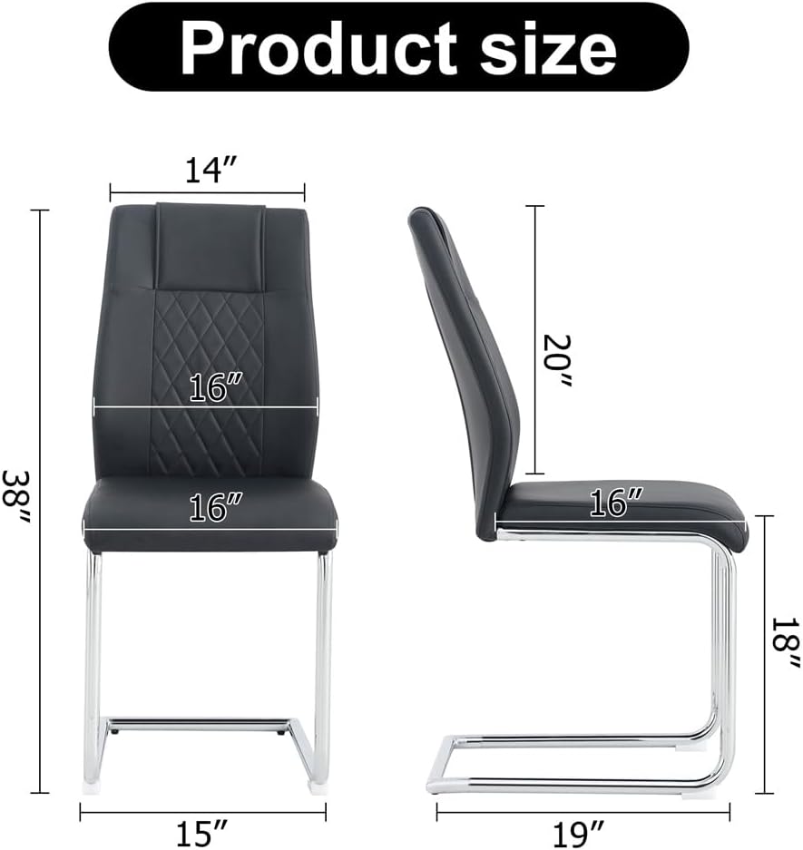 Dining Chairs Set of 4, Upholstered Diamond Grid Pattern Dining Chair