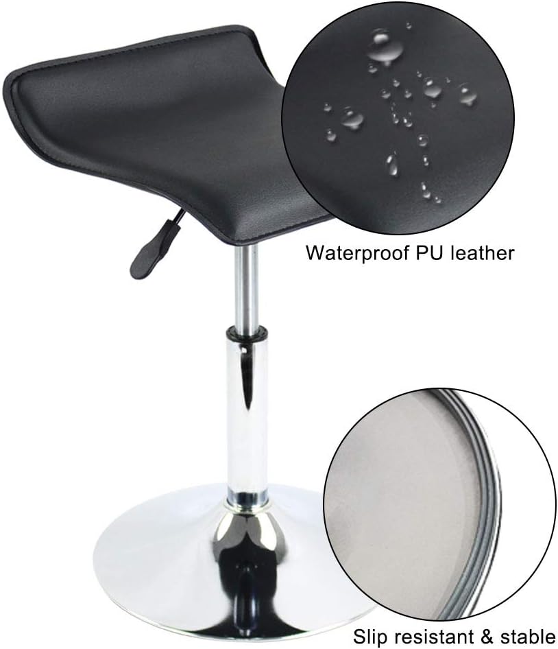 PU Leather Square Short Swivel Stool Standing Desk Stool Height Adjustable Stool Chair Office Stool No Wheels