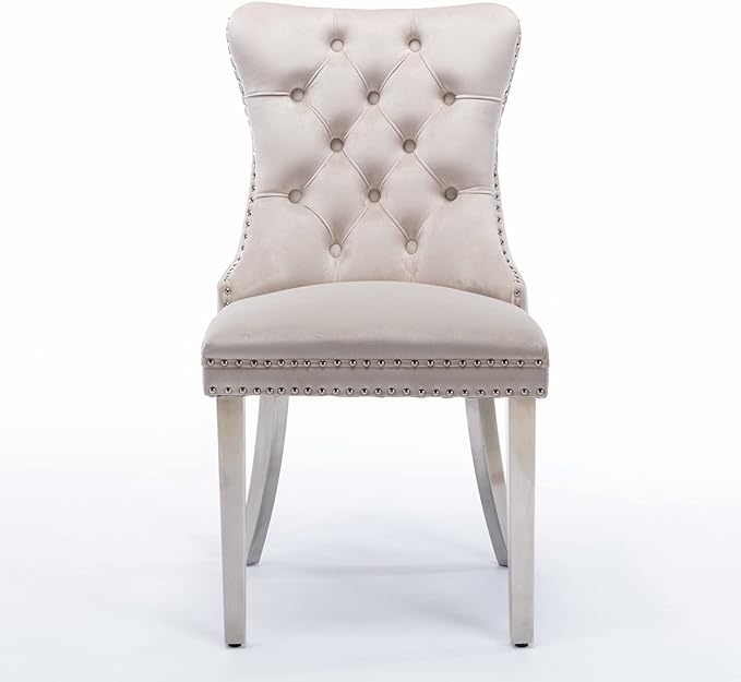 Dining Chairs Set of 2, Velvet Button-Tufted Armless Chairs