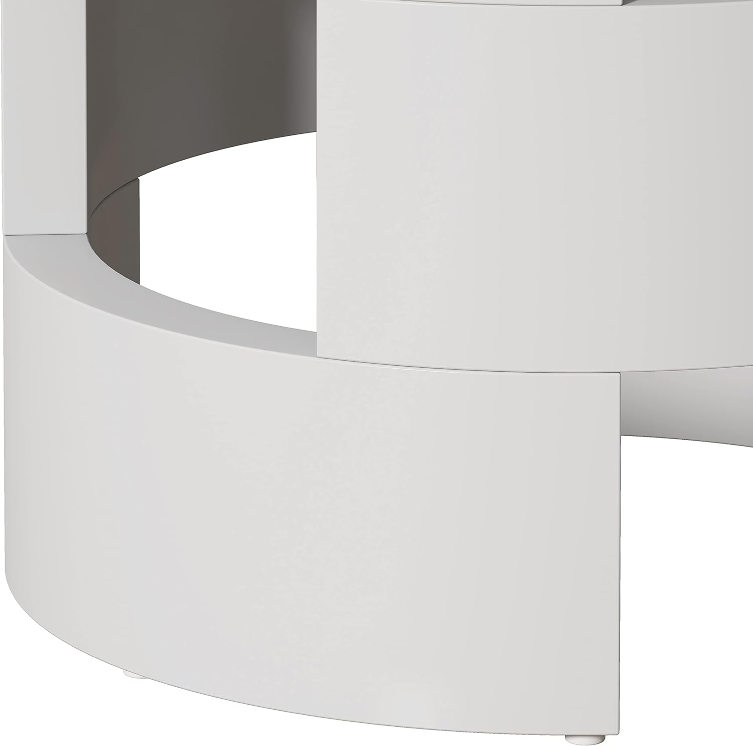 42.12" White Round Dinning Table Printed Marble MDF Table Top Hollow Cylindrical Base Pedestal Table