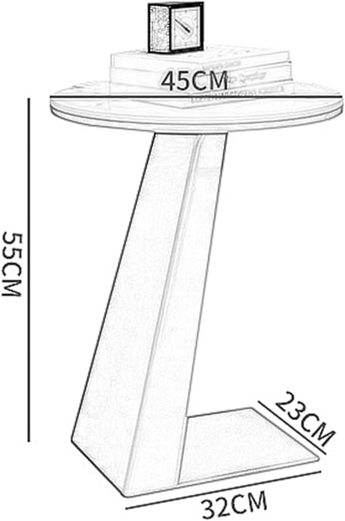 C-Shaped Side Table Sofa Side, 21.7 Inch Height Bedside Table