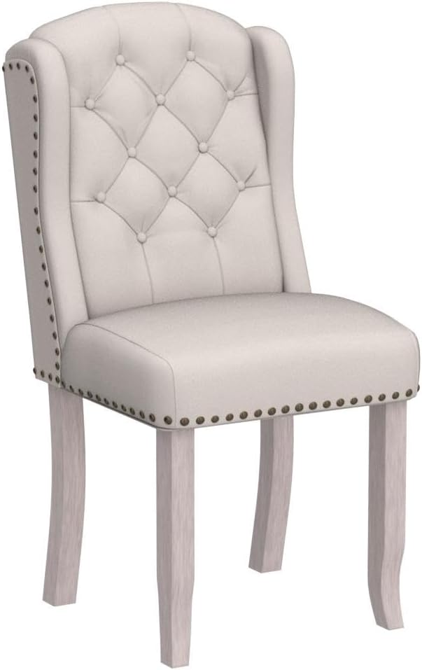 Modern Tufted Dining Chairs Set of 2, Linen Upholstered Dining Room Chairs