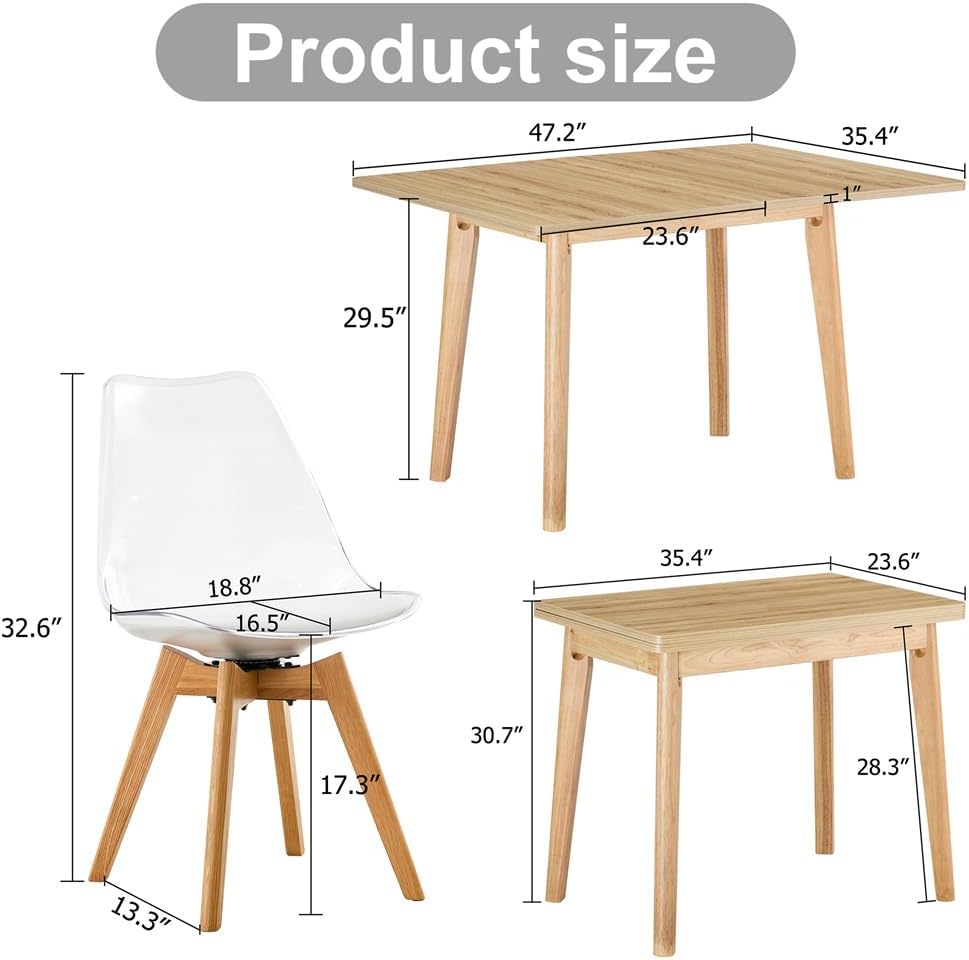 Folding Dining Table Set for 4, Space Saving Dining Table for Small Spaces