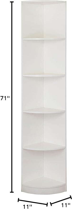 5 Tier Corner Bookcase Wooden Display Bookshelf