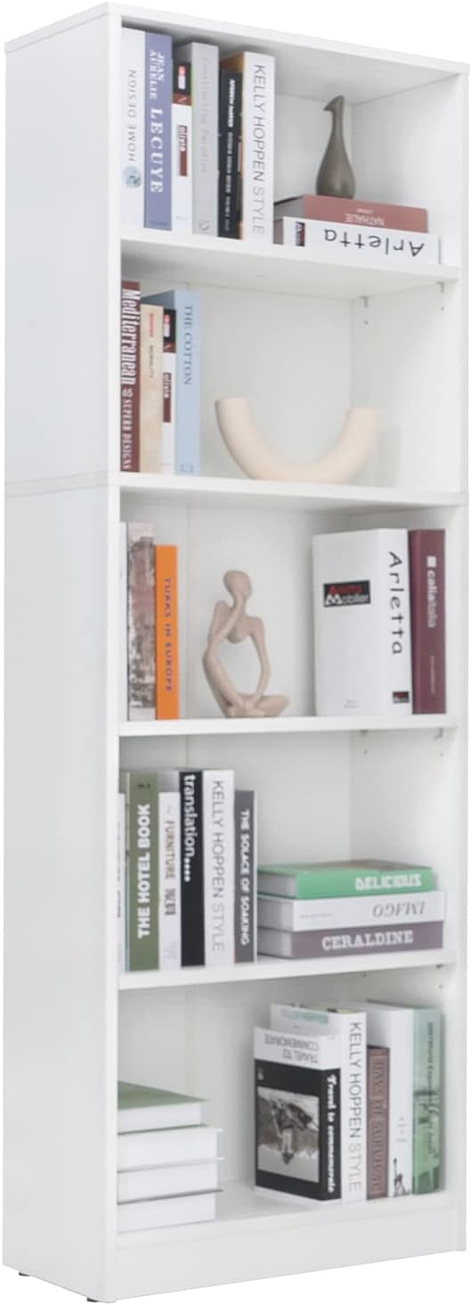 5 Shelf Wood Bookcase Freestanding Display Shelf