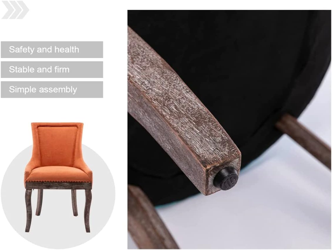 Upholstered Dining Chairs Set of 2, Fabric Side Chairs with Solid Wood Legs