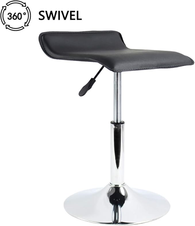 PU Leather Square Short Swivel Stool Standing Desk Stool Height Adjustable Stool Chair Office Stool No Wheels