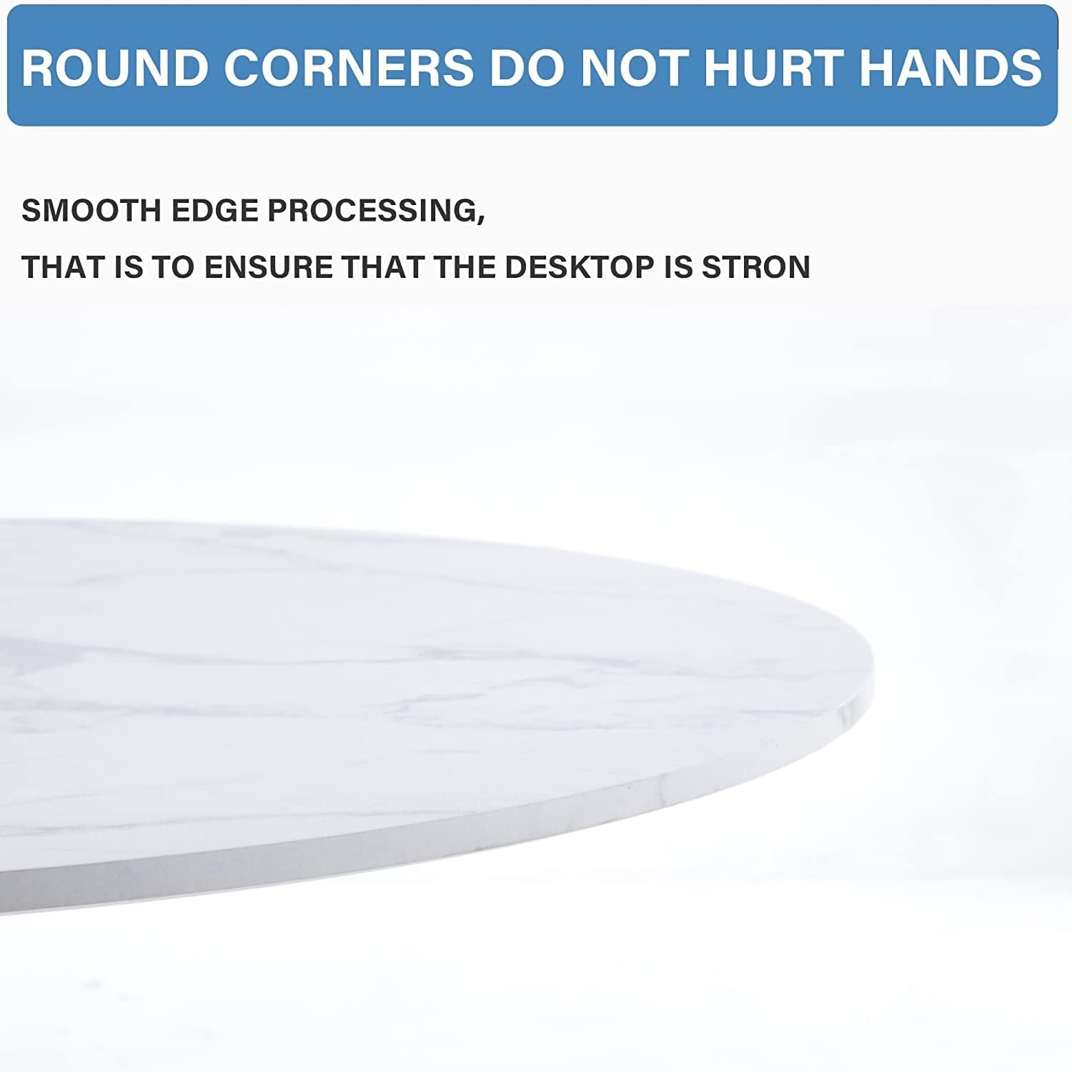 42" Round Dining Table with Faux Printed Marble Table Top