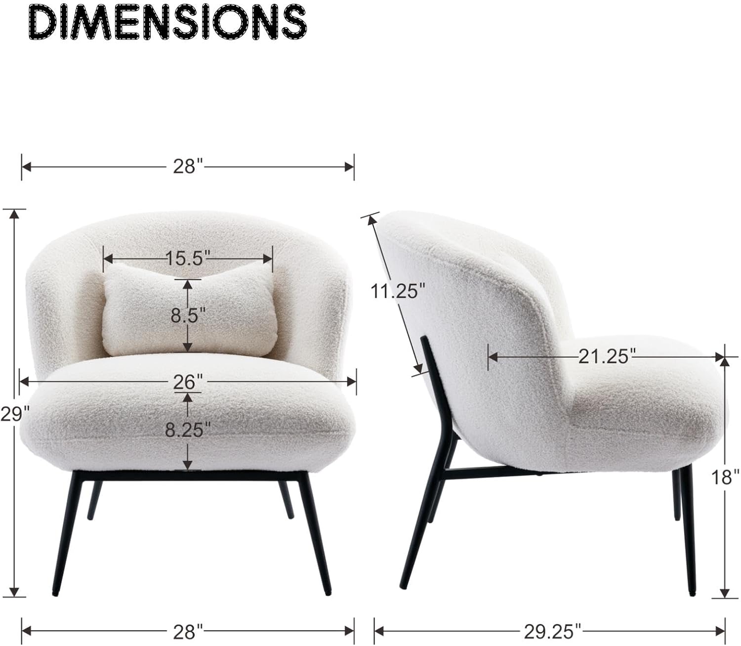 Modern Accent Chair, Sherpa Upholstered Leisure Chair Boucle Single Sofa