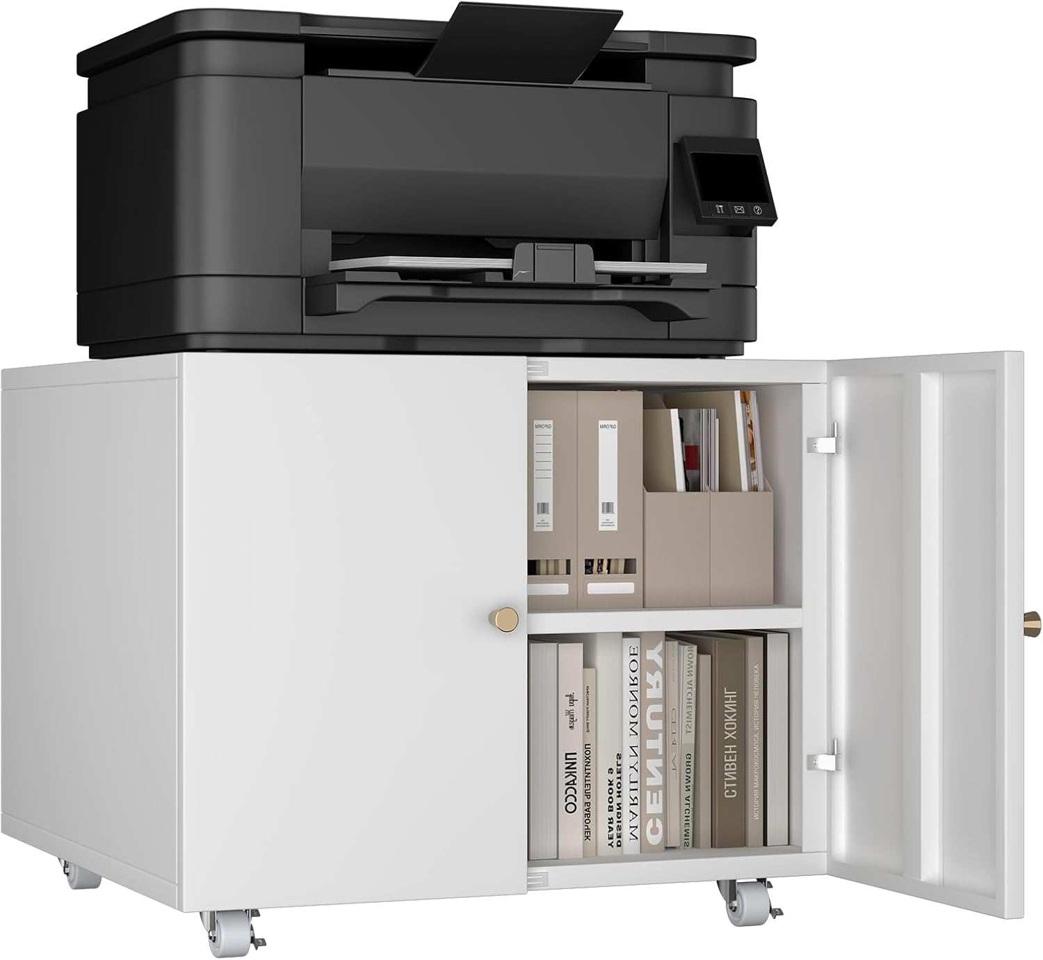 Metal Lateral Filing Cabinet, Printer Stand with Storage, Under Desk Filing Cabinet with Paper Storage Shelf