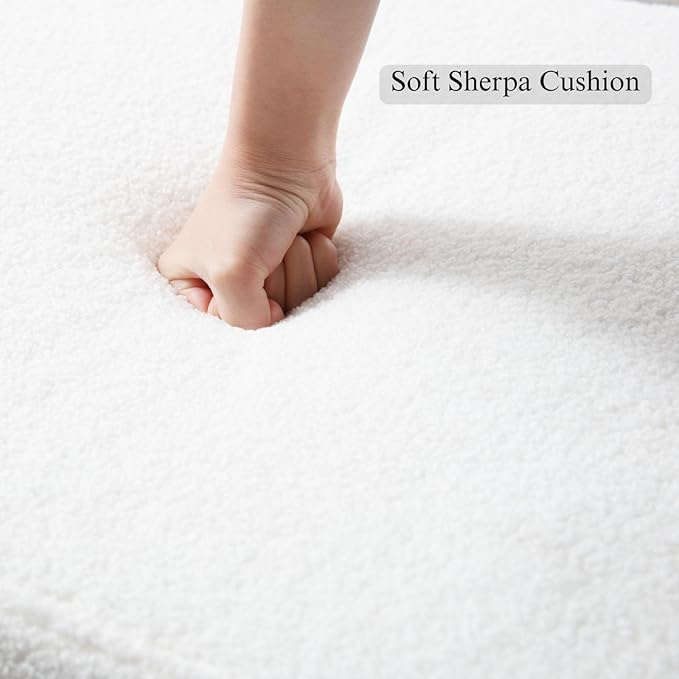 51'' L Wood Ottoman Bench, Modern 2-Person Sherpa Dining Bench Upholstered End of Bedromm Bench