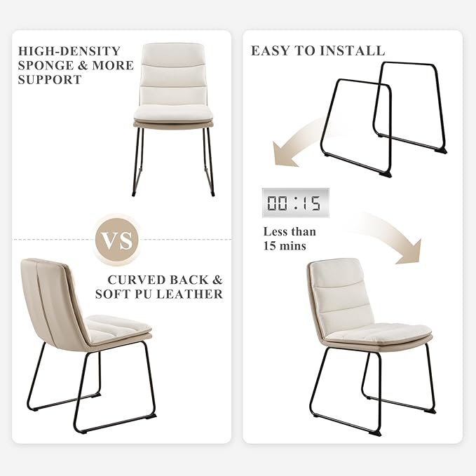 Dining Chairs Set of 2, Upholstered Modern Waffle Fabric Dining Room Chairs