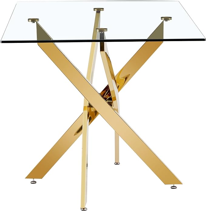 63" Rectangular Glass Dining Table with 0.39-Inch Clear Tempered Glass and 4 Chrome Legs