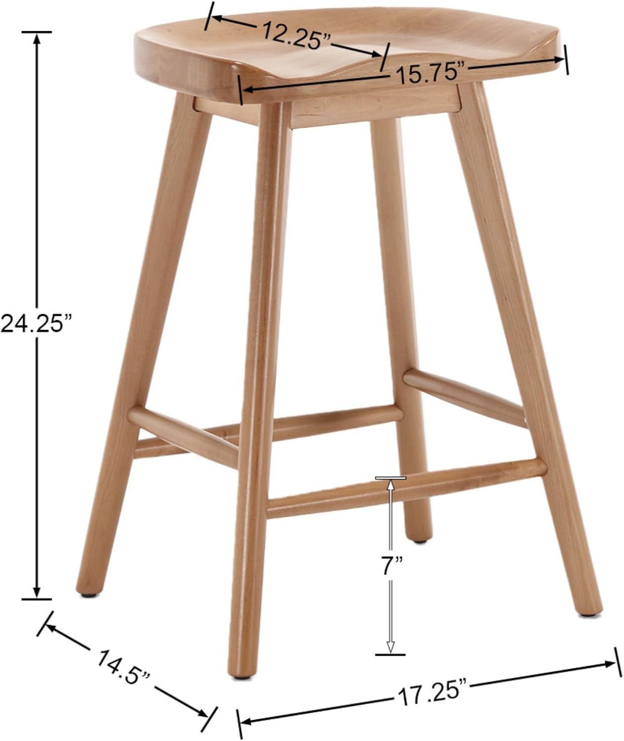 Backless Counter Stools Set of 2, Modern 24.25" Seat Height Low Bar Chairs