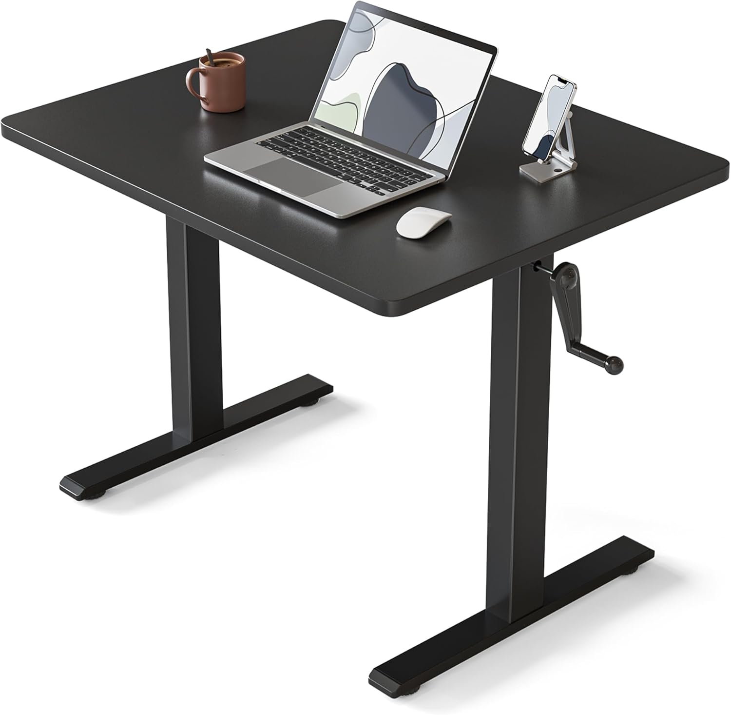 32" Whole Piece Crank Height Adjustable Desk, 32 Inches Manual Standing Desk