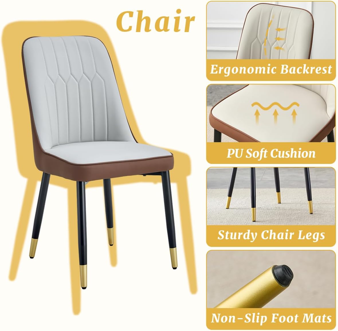 Round Dining Table Set for 4, 45'' White Round Dining Table Set 4