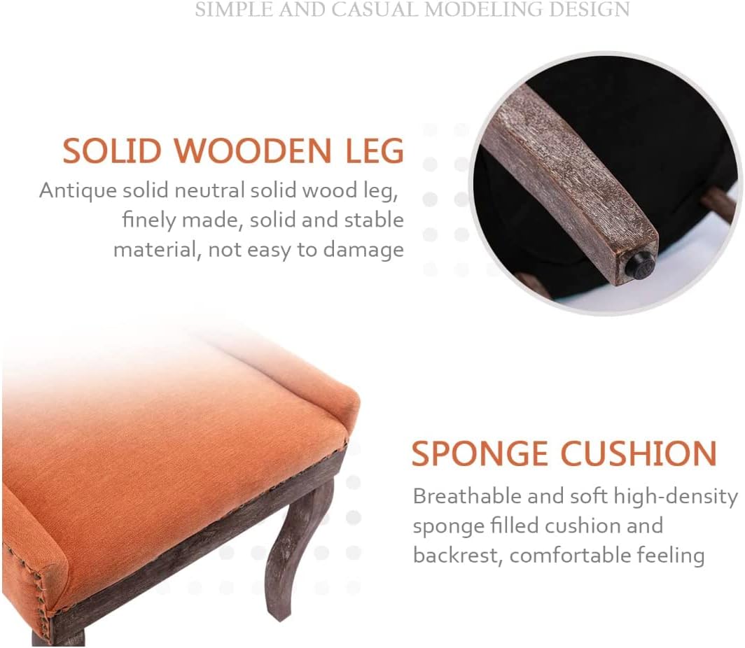 Upholstered Dining Chairs Set of 2, Fabric Side Chairs with Solid Wood Legs