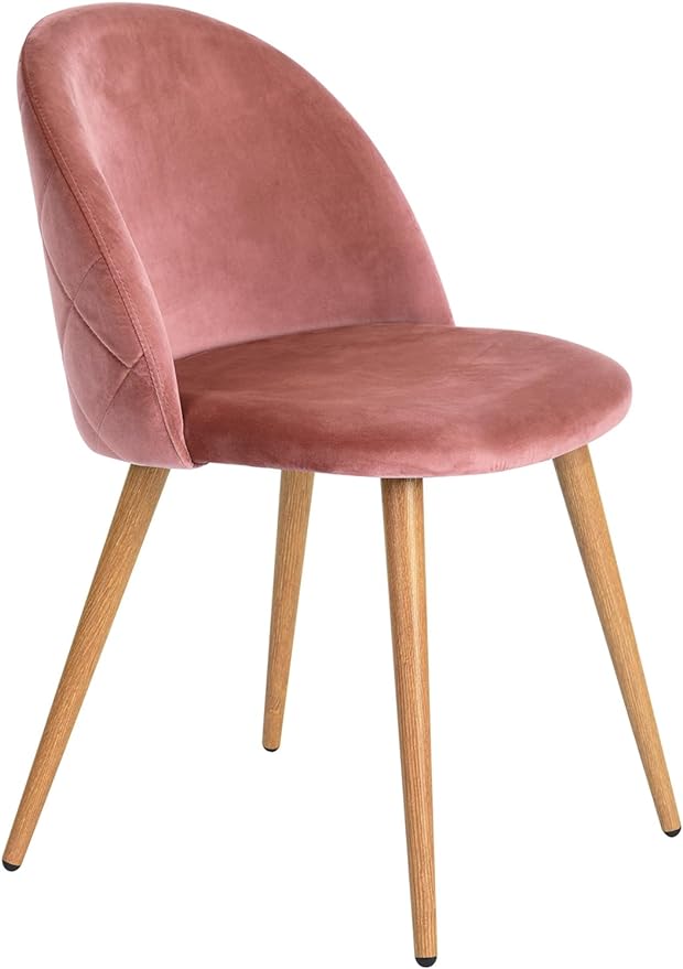 Upholstered Velvet Dining Chair Mid Back Armless with Wood Legs