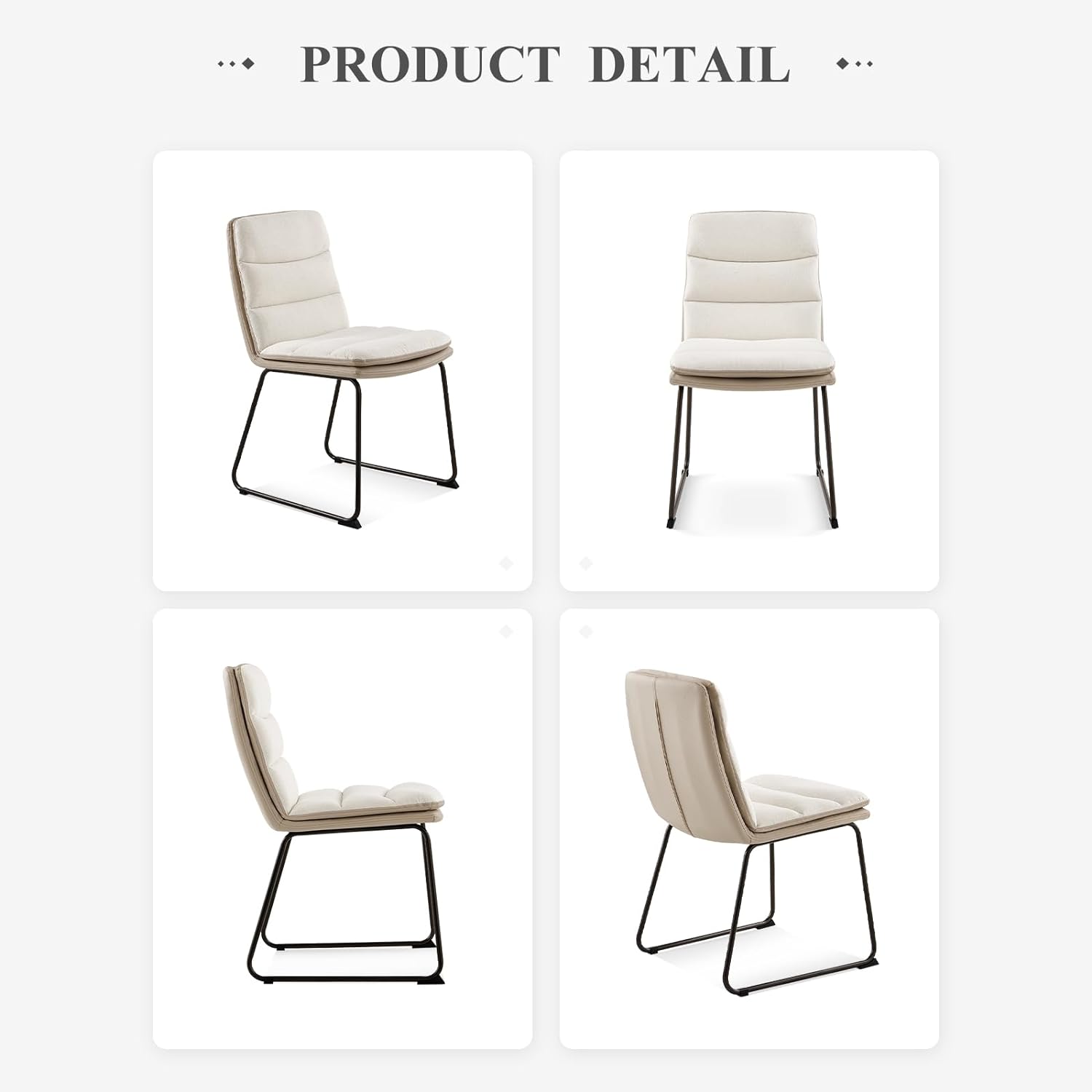 Dining Chairs Set of 2, Upholstered Modern Waffle Fabric Dining Room Chairs