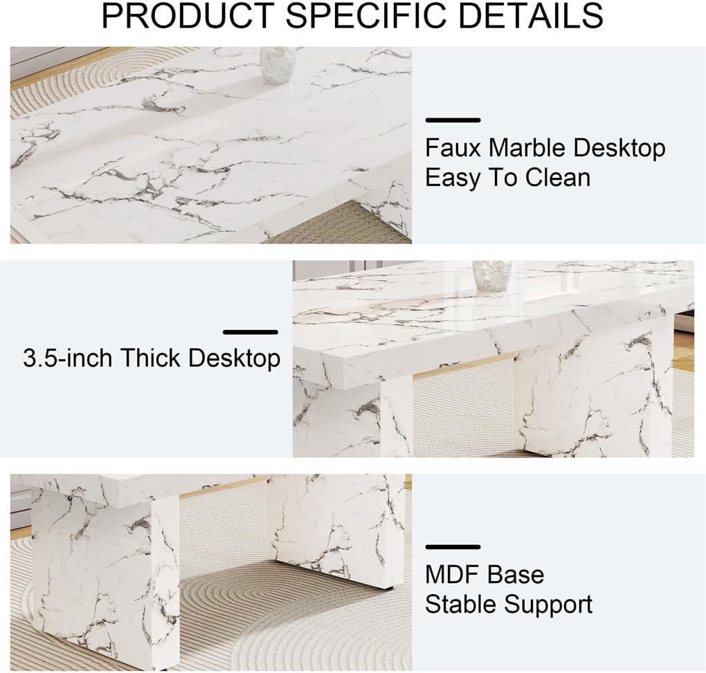 79" Dining Table, Modern Dining Table for 6/8/10