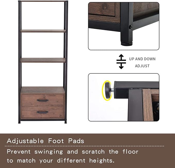 60" Tall Bookshelf with 2 Drawers