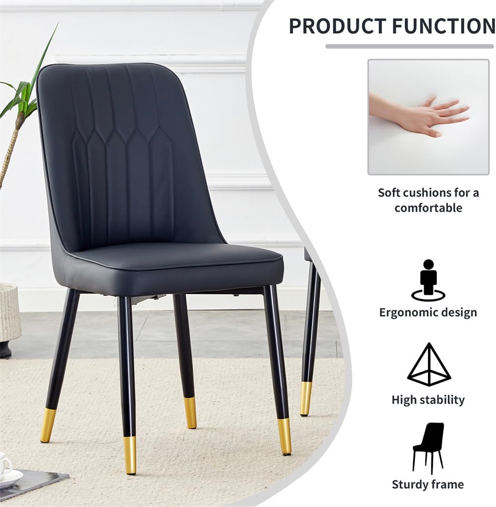 71" Dining Table Set for 8, Modern Faux Marble Dining Room Table Top with Metal U-Shaped Leg and Base