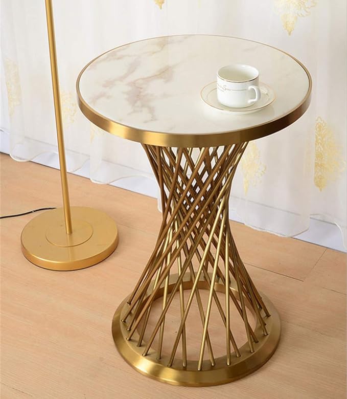 Small Round White Coffee Table Simple and Modern Marble Sofa Table