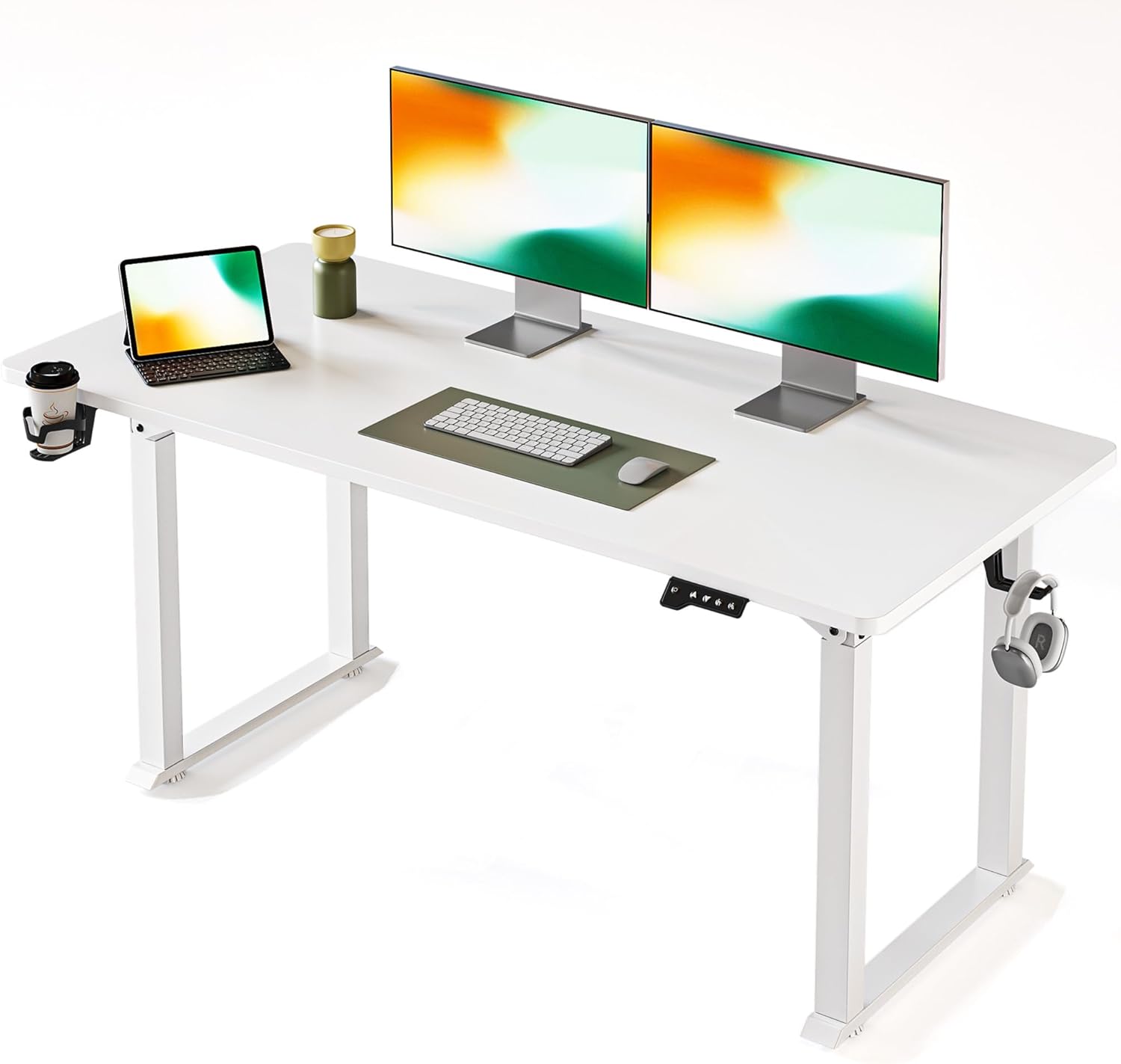 Standing Desk 4 Legs with Dual Motors, 63x29 Electric Standing Desk