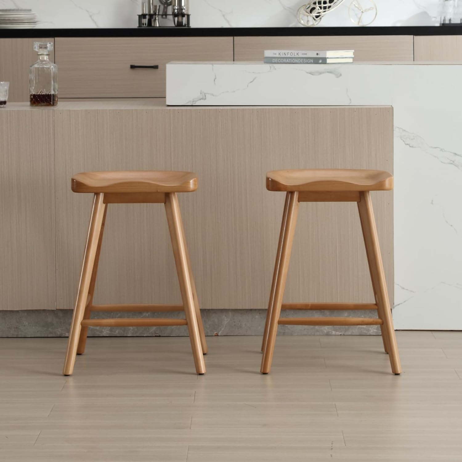Backless Counter Stools Set of 2, Modern 24.25" Seat Height Low Bar Chairs