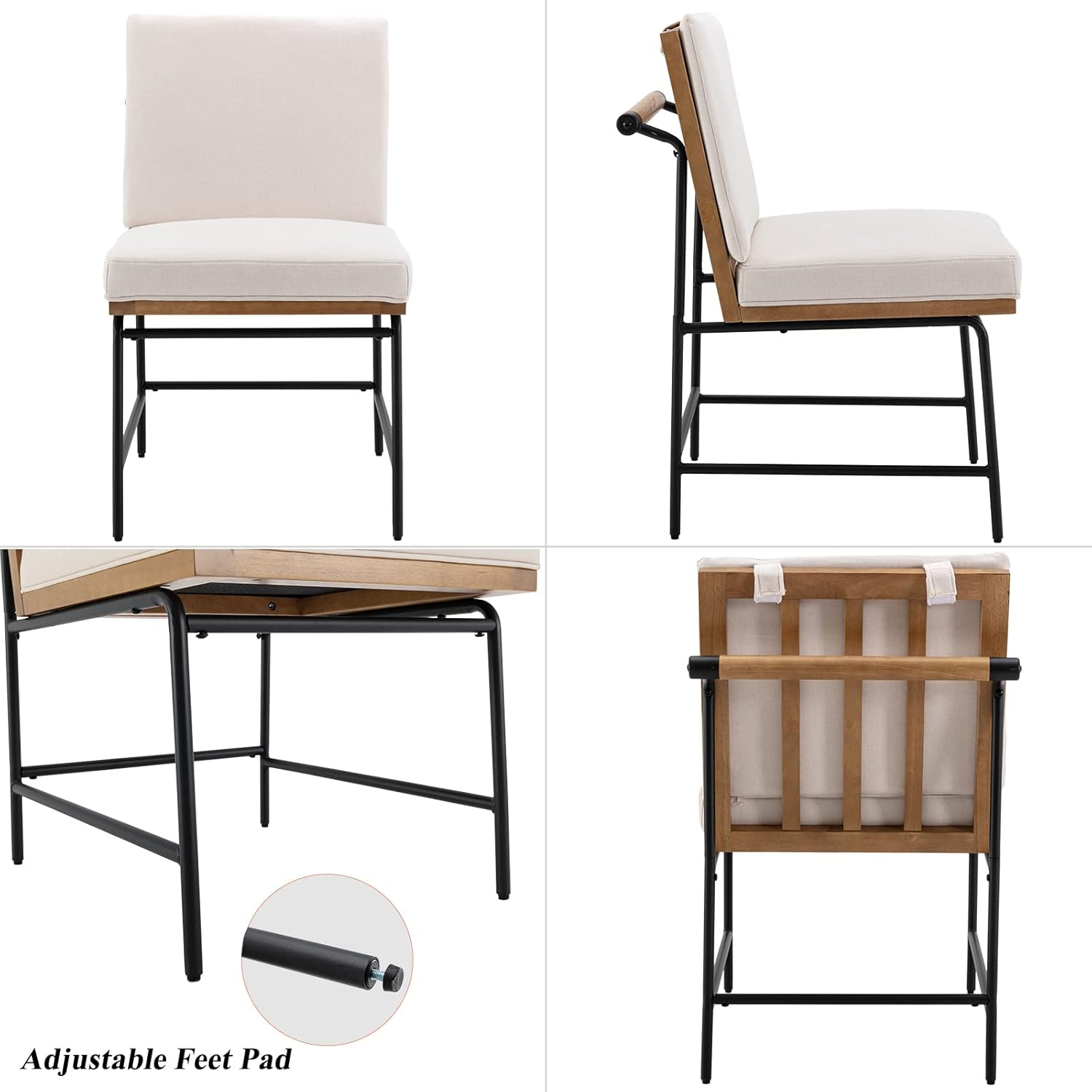 Mid-Century Modern Dining Chairs Set of 4, Linen Upholstered Side Chair