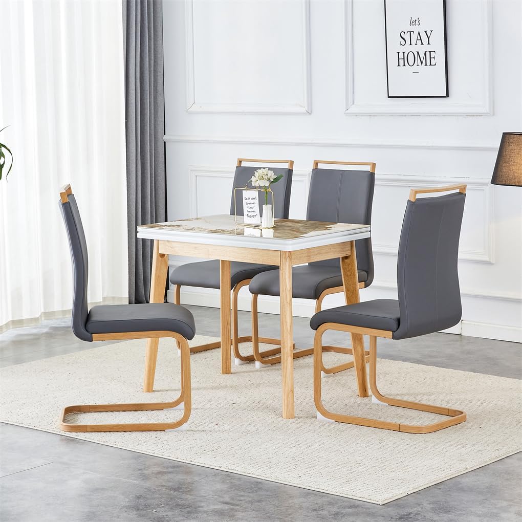 Folding Dining Table Set for 4, Sintered Stone Dinner Table for Space Saving