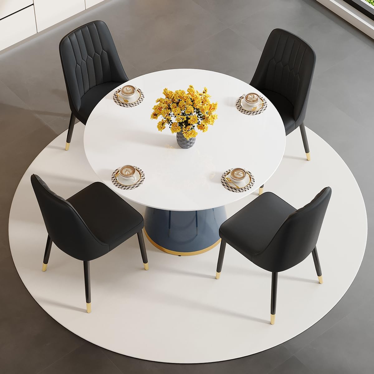 Round Dining Table Set for 4, 45'' White Round Dining Table Set 4