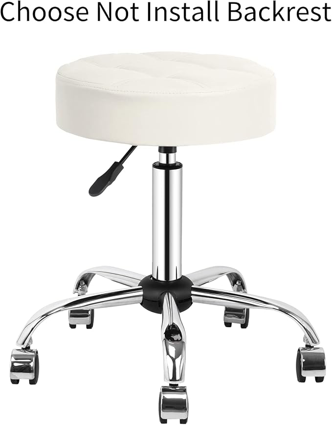 Rolling Stool with Back Support Height Adjustable Swivel Hydraulic Metal Massage Stool with Backrest