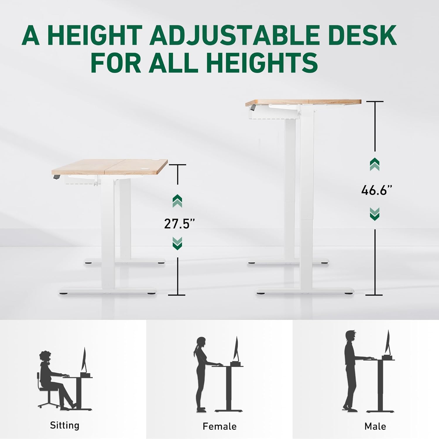 48 x 24 Inches Standing Desk with Drawer, Adjustable Height Electric Stand up Desk with Storage