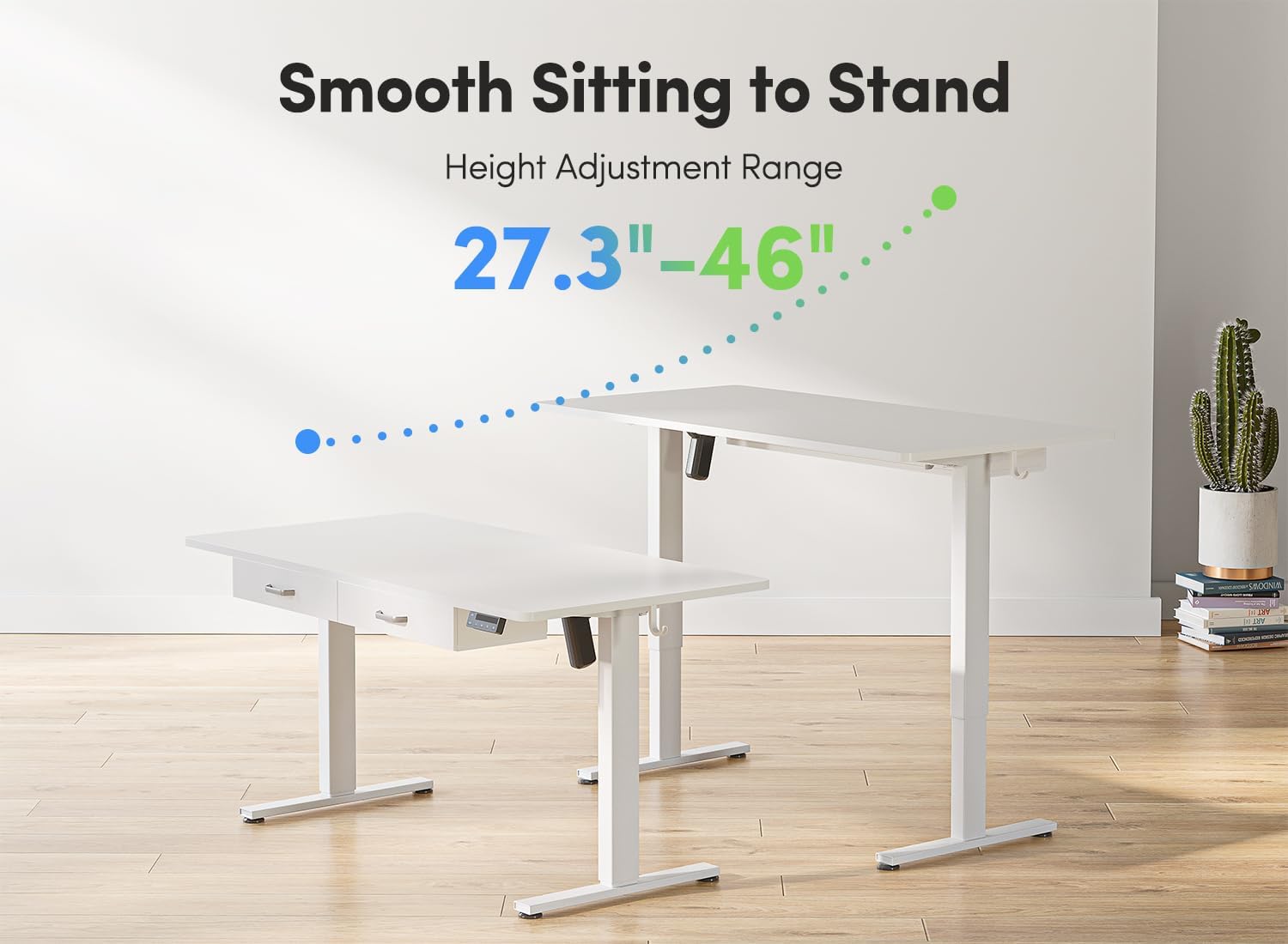55 x 24 Inches Standing Desk with Double Wooden Drawers, Adjustable Height Electric Standing Desk