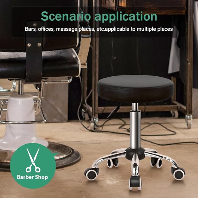 Adjustable Salon Chair Small Rolling Stool with Wheels for Spa Salon Massage Home Office Black Medium Size