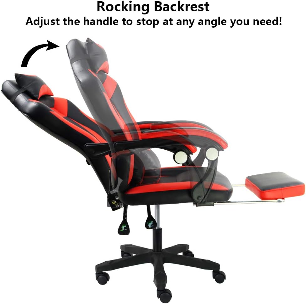Ergonomic Gaming Chair for E-Sport Racing Computer Swivel Height Adjustable with Armrest