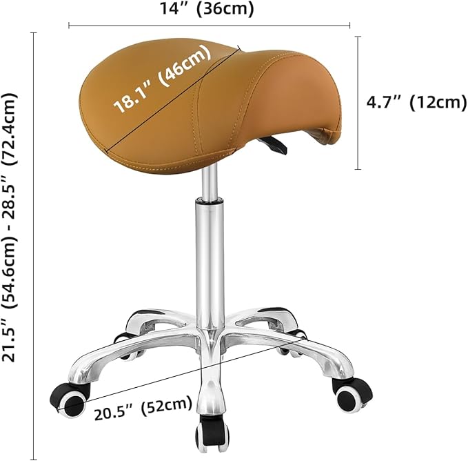 Saddle Stool Rolling Chair for Medical Massage Salon Kitchen Spa Drafting,Adjustable Hydraulic Stool with Wheels