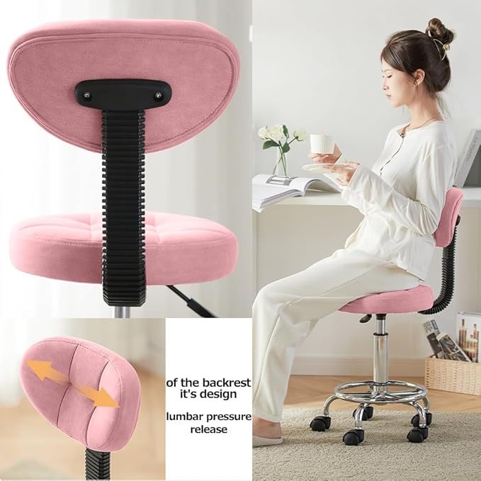 Modern Office Desk Chair Rolling Stool Computer Chair with Low Back Height Adjustable Work Home Salon Drafting Swivel Task Chair